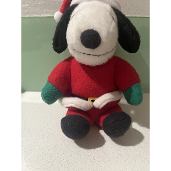 Vintage Peanuts Snoopy Christmas Santa Claus Suit Plush Stuffed Felt Material - Picture 2 of 4